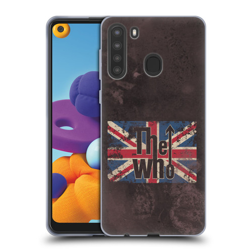 The Who Band Art Union Jack Distressed Look Soft Gel Case for Samsung Galaxy A21 (2020)