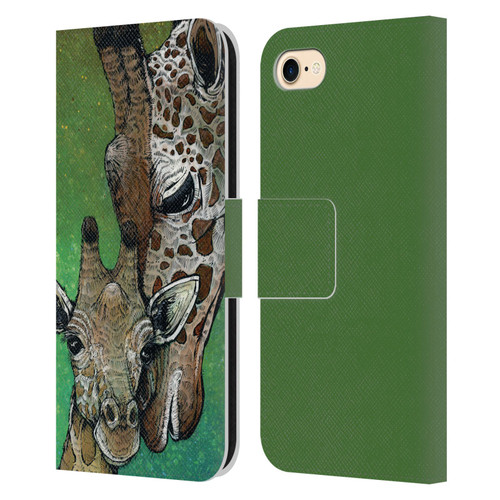David Lozeau Colourful Art Giraffe Leather Book Wallet Case Cover For Apple iPhone 7 / 8 / SE 2020 & 2022