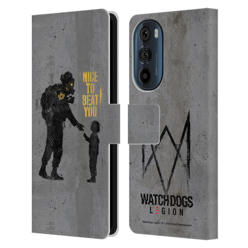 Watch Dogs Legion Street Art Nice To Beat You Leather Book Wallet Case Cover For Motorola Edge 30