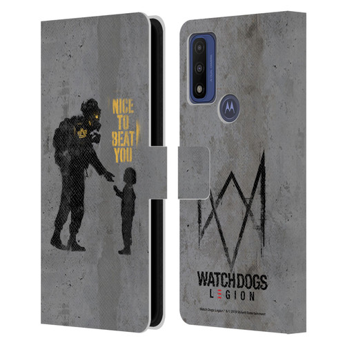 Watch Dogs Legion Street Art Nice To Beat You Leather Book Wallet Case Cover For Motorola G Pure