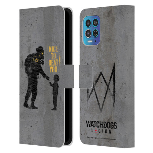 Watch Dogs Legion Street Art Nice To Beat You Leather Book Wallet Case Cover For Motorola Moto G100