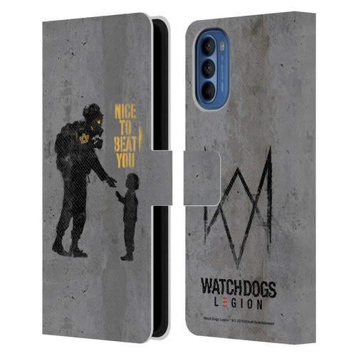 Watch Dogs Legion Street Art Nice To Beat You Leather Book Wallet Case Cover For Motorola Moto G41