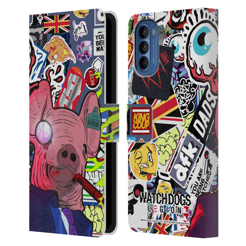 Watch Dogs Legion Street Art Winston Stickerbomb Leather Book Wallet Case Cover For Motorola Moto G41