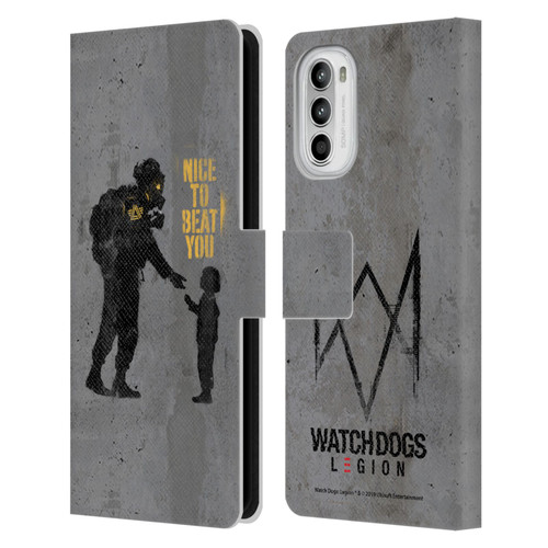 Watch Dogs Legion Street Art Nice To Beat You Leather Book Wallet Case Cover For Motorola Moto G52