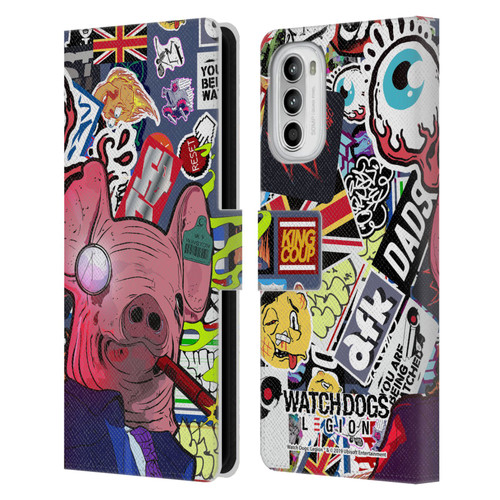 Watch Dogs Legion Street Art Winston Stickerbomb Leather Book Wallet Case Cover For Motorola Moto G52