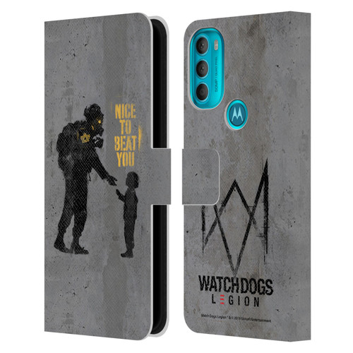 Watch Dogs Legion Street Art Nice To Beat You Leather Book Wallet Case Cover For Motorola Moto G71 5G