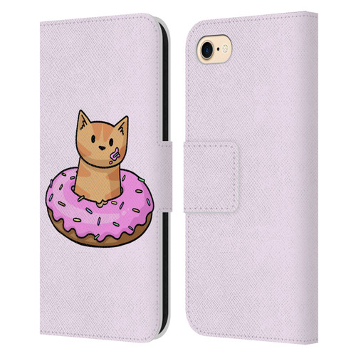 Beth Wilson Doodlecats Donut Leather Book Wallet Case Cover For Apple iPhone 7 / 8 / SE 2020 & 2022