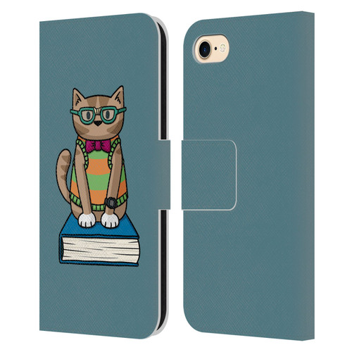 Beth Wilson Doodlecats Nerd Leather Book Wallet Case Cover For Apple iPhone 7 / 8 / SE 2020 & 2022