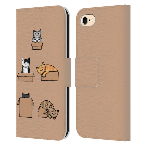 Beth Wilson Doodle Cats 2 Boxes Leather Book Wallet Case Cover For Apple iPhone 7 / 8 / SE 2020 & 2022