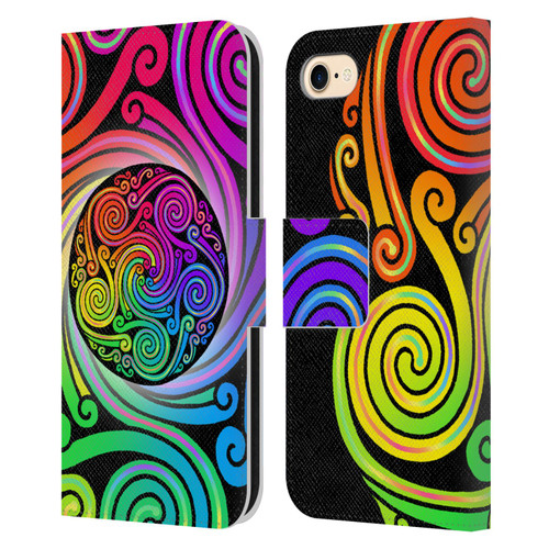 Beth Wilson Rainbow Celtic Knots Spirals Leather Book Wallet Case Cover For Apple iPhone 7 / 8 / SE 2020 & 2022