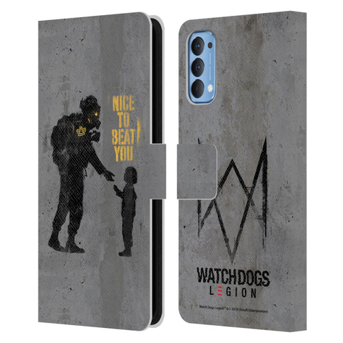 Watch Dogs Legion Street Art Nice To Beat You Leather Book Wallet Case Cover For OPPO Reno 4 5G
