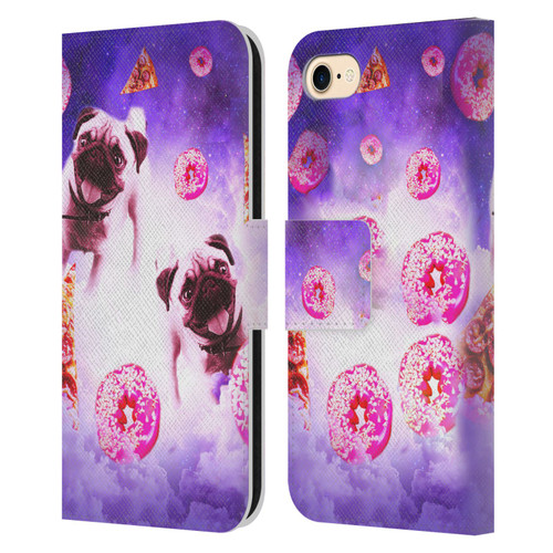 Random Galaxy Mixed Designs Pugs Pizza & Donut Leather Book Wallet Case Cover For Apple iPhone 7 / 8 / SE 2020 & 2022