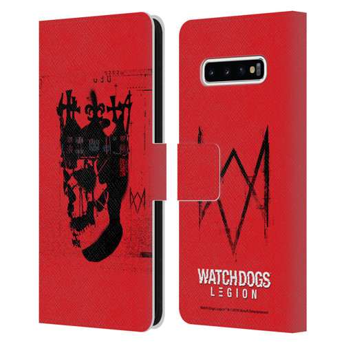 Watch Dogs Legion Street Art Ded Sec Skull Leather Book Wallet Case Cover For Samsung Galaxy S10+ / S10 Plus