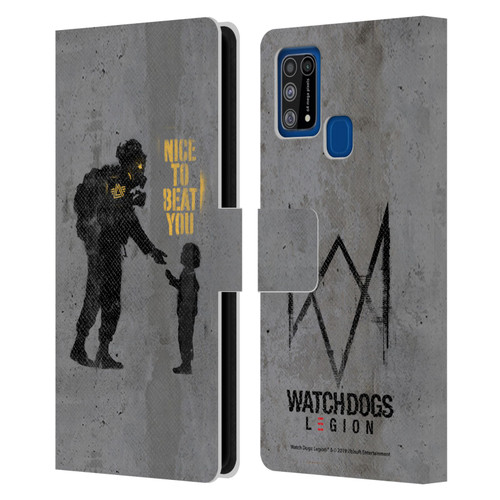 Watch Dogs Legion Street Art Nice To Beat You Leather Book Wallet Case Cover For Samsung Galaxy M31 (2020)