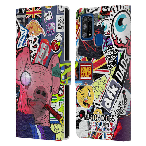 Watch Dogs Legion Street Art Winston Stickerbomb Leather Book Wallet Case Cover For Samsung Galaxy M31 (2020)