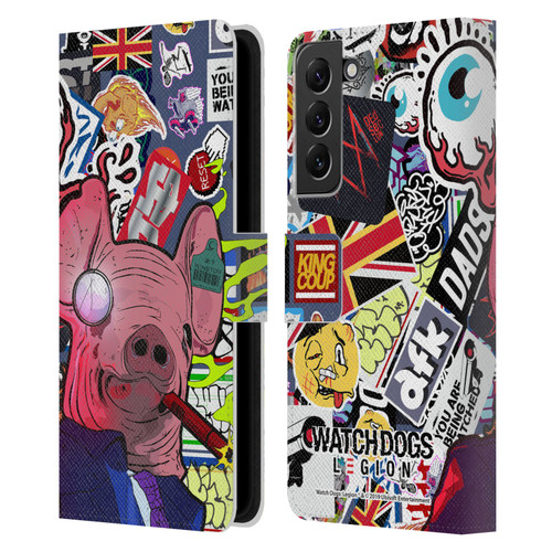 Watch Dogs Legion Street Art Winston Stickerbomb Leather Book Wallet Case Cover For Samsung Galaxy S22+ 5G