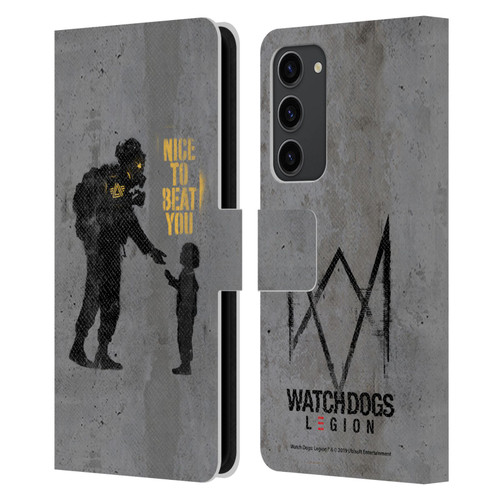Watch Dogs Legion Street Art Nice To Beat You Leather Book Wallet Case Cover For Samsung Galaxy S23+ 5G