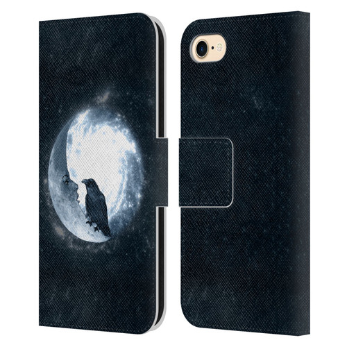 Barruf Animals Crow and Its Moon Leather Book Wallet Case Cover For Apple iPhone 7 / 8 / SE 2020 & 2022