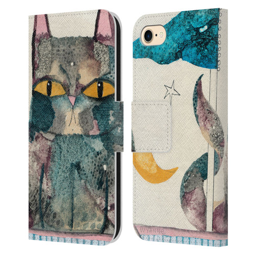 Wyanne Cat By The Light Of The Moon Leather Book Wallet Case Cover For Apple iPhone 7 / 8 / SE 2020 & 2022