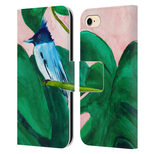 Mai Autumn Birds Monstera Plant Leather Book Wallet Case Cover For Apple iPhone 7 / 8 / SE 2020 & 2022