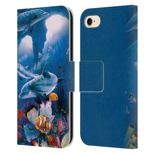 Graeme Stevenson Assorted Designs Dolphins Leather Book Wallet Case Cover For Apple iPhone 7 / 8 / SE 2020 & 2022