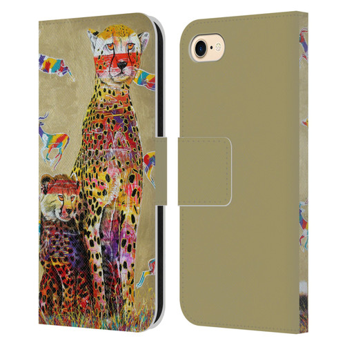 Graeme Stevenson Colourful Wildlife Cheetah Leather Book Wallet Case Cover For Apple iPhone 7 / 8 / SE 2020 & 2022