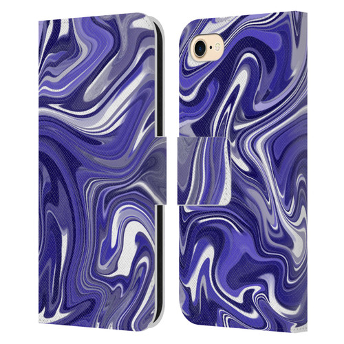 Suzan Lind Marble 2 Dark Violet Leather Book Wallet Case Cover For Apple iPhone 7 / 8 / SE 2020 & 2022