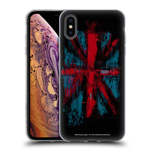 Watch Dogs Legion Key Art Flag Glitch Soft Gel Case for Apple iPhone XS Max