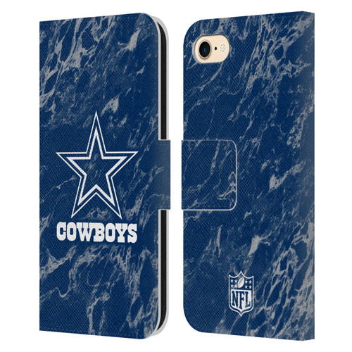 NFL Dallas Cowboys Graphics Coloured Marble Leather Book Wallet Case Cover For Apple iPhone 7 / 8 / SE 2020 & 2022