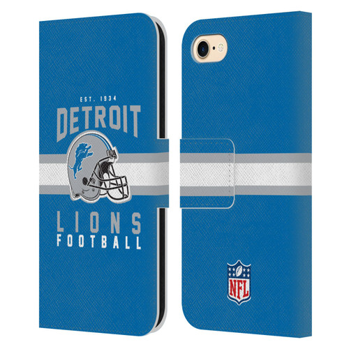 NFL Detroit Lions Graphics Helmet Typography Leather Book Wallet Case Cover For Apple iPhone 7 / 8 / SE 2020 & 2022 NFL Detroit Lions Graphics Helmet Typography Leather Book Wallet Case Cover For Apple iPhone 7 / 8 / SE 2020 & 2022