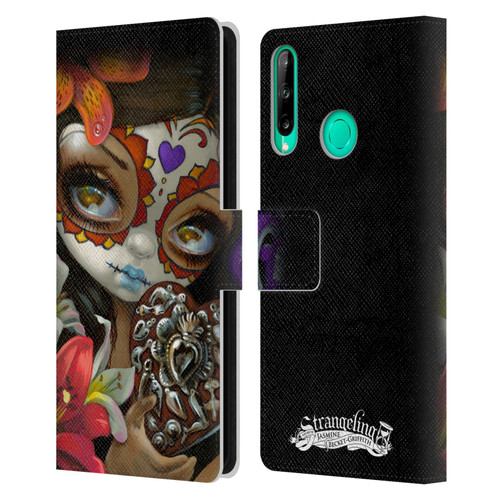 Strangeling Art Day of Dead Heart Charm Leather Book Wallet Case Cover For Huawei P40 lite E