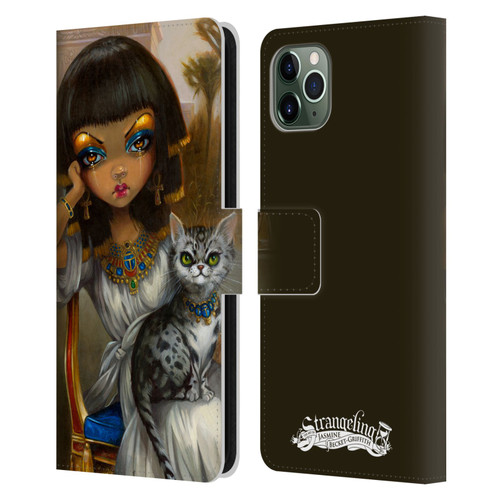 Strangeling Art Egyptian Girl with Cat Leather Book Wallet Case Cover For Apple iPhone 11 Pro Max