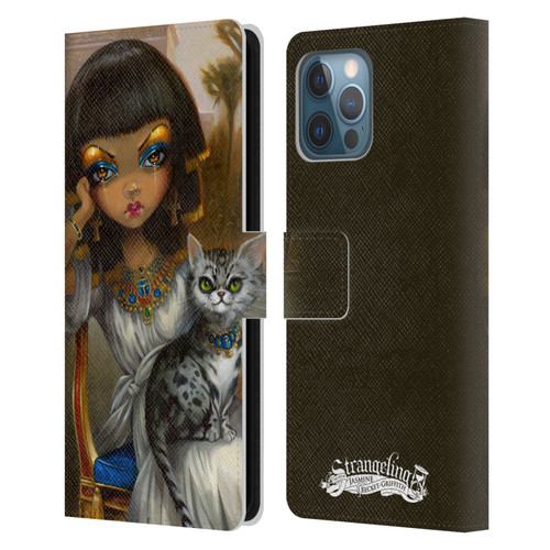 Strangeling Art Egyptian Girl with Cat Leather Book Wallet Case Cover For Apple iPhone 12 Pro Max