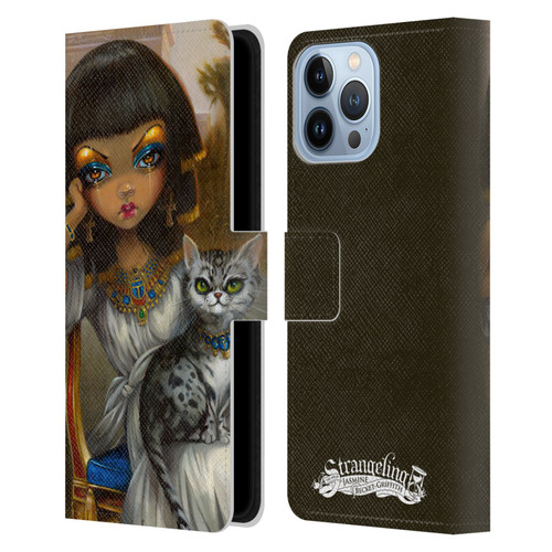 Strangeling Art Egyptian Girl with Cat Leather Book Wallet Case Cover For Apple iPhone 13 Pro Max