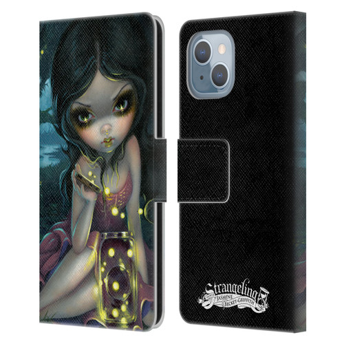 Strangeling Art Fireflies in Summer Leather Book Wallet Case Cover For Apple iPhone 14