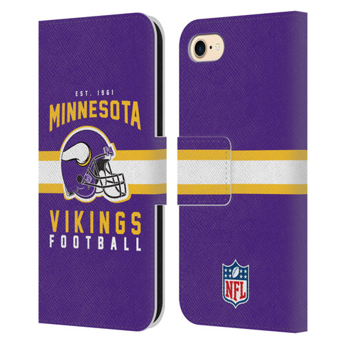 NFL Minnesota Vikings Graphics Helmet Typography Leather Book Wallet Case Cover For Apple iPhone 7 / 8 / SE 2020 & 2022