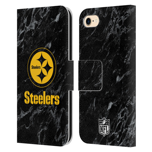 NFL Pittsburgh Steelers Graphics Coloured Marble Leather Book Wallet Case Cover For Apple iPhone 7 / 8 / SE 2020 & 2022