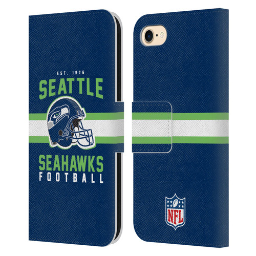 NFL Seattle Seahawks Graphics Helmet Typography Leather Book Wallet Case Cover For Apple iPhone 7 / 8 / SE 2020 & 2022