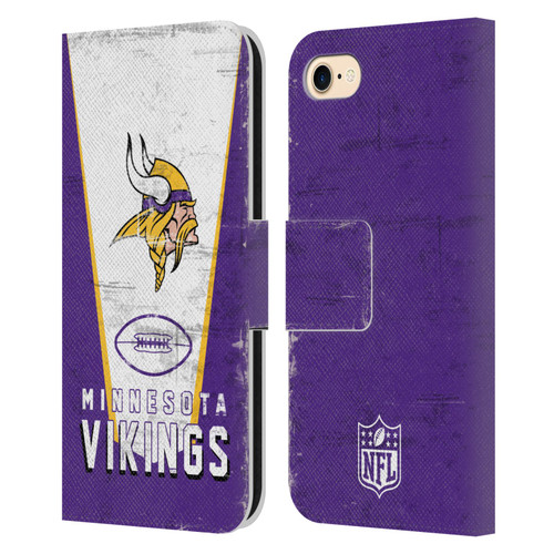 NFL Minnesota Vikings Logo Art Banner Leather Book Wallet Case Cover For Apple iPhone 7 / 8 / SE 2020 & 2022