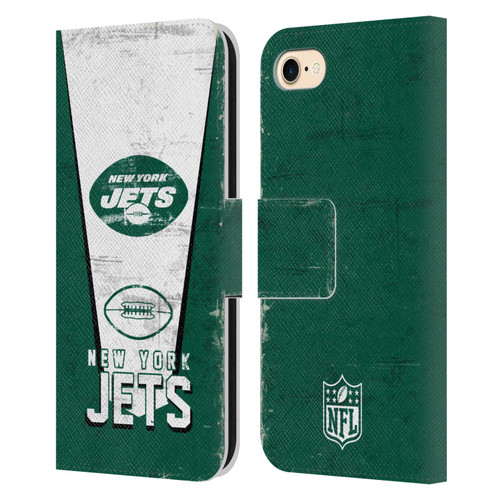 NFL New York Jets Logo Art Banner Leather Book Wallet Case Cover For Apple iPhone 7 / 8 / SE 2020 & 2022