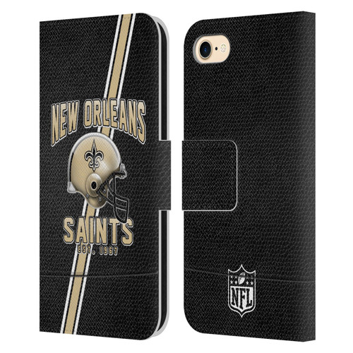 NFL New Orleans Saints Logo Art Football Stripes Leather Book Wallet Case Cover For Apple iPhone 7 / 8 / SE 2020 & 2022