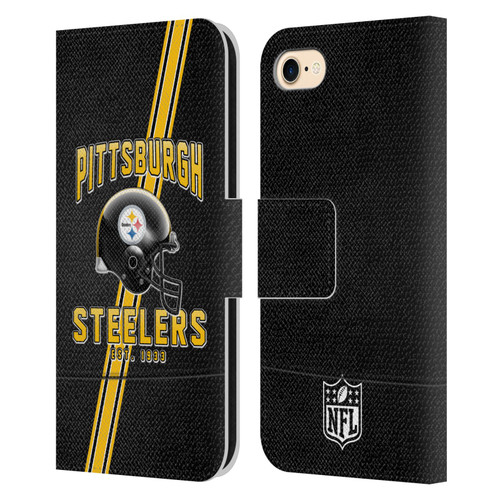NFL Pittsburgh Steelers Logo Art Football Stripes Leather Book Wallet Case Cover For Apple iPhone 7 / 8 / SE 2020 & 2022