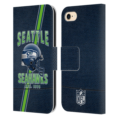 NFL Seattle Seahawks Logo Art Football Stripes Leather Book Wallet Case Cover For Apple iPhone 7 / 8 / SE 2020 & 2022