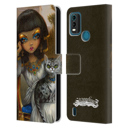 Strangeling Art Egyptian Girl with Cat Leather Book Wallet Case Cover For Nokia G11 Plus