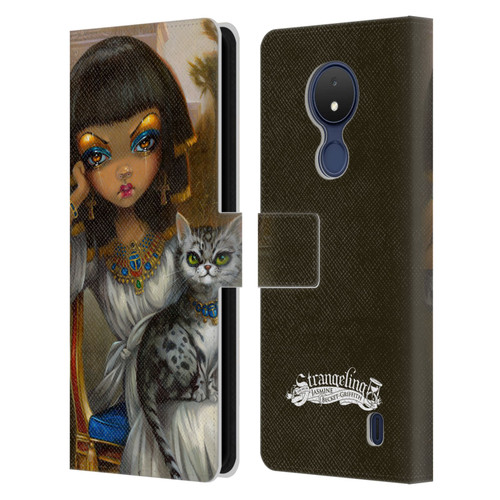 Strangeling Art Egyptian Girl with Cat Leather Book Wallet Case Cover For Nokia C21
