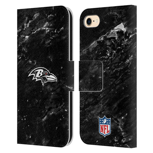 NFL Baltimore Ravens Artwork Marble Leather Book Wallet Case Cover For Apple iPhone 7 / 8 / SE 2020 & 2022