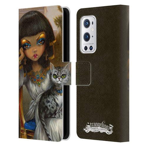 Strangeling Art Egyptian Girl with Cat Leather Book Wallet Case Cover For OnePlus 9 Pro