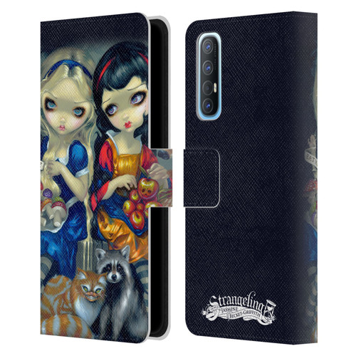 Strangeling Art Girls With Cat And Raccoon Leather Book Wallet Case Cover For OPPO Find X2 Neo 5G