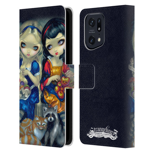 Strangeling Art Girls With Cat And Raccoon Leather Book Wallet Case Cover For OPPO Find X5 Pro