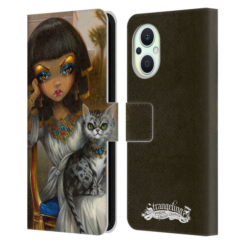 Strangeling Art Egyptian Girl with Cat Leather Book Wallet Case Cover For OPPO Reno8 Lite